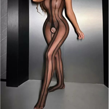 Ouvert Sexy Bodystocking Straps Catsuit Dessous Sexy Erotik Nylon gestreift 🦓