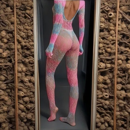5-Finger Zentai Bodystocking Catsuit Dessous Sexy Erotik Farbverlauf Nylon 36-42