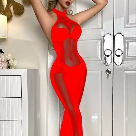 Sexy Bodystocking Straps Catsuit Dessous Sexy Erotik Schritt offen Nylon Grün
