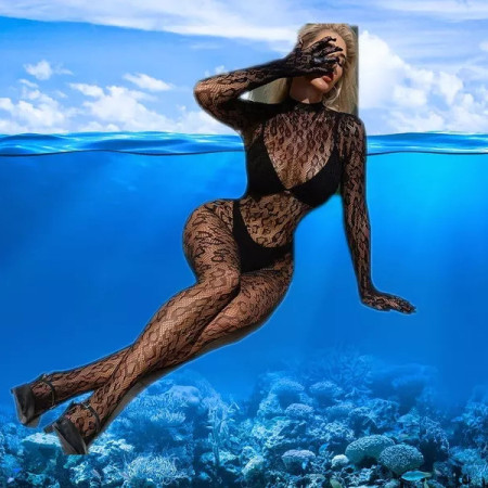 💋Zentai Catsuit langarm mit Finger S- L Nylon transparent Body one Size💋 Rot