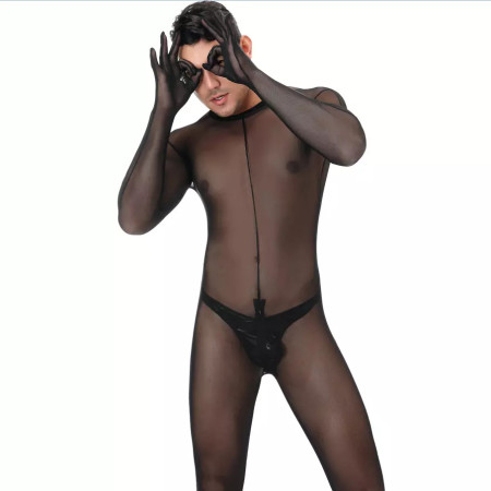 Bodystocking Overall Ganzkörper-Strumpfhose für Männer Spandex/Nylon Gr.: M/L